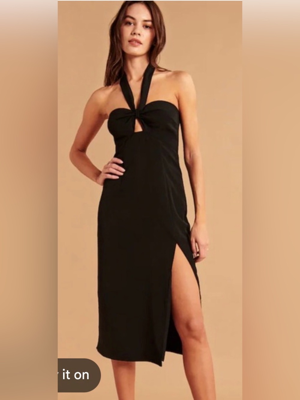 Abercrombie & Fitch Black Halter Midi Dress